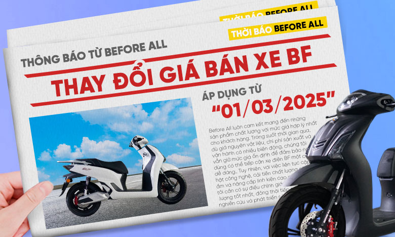 Before All thông báo điều chỉnh giá bán sản phẩm BF trong tháng 3.